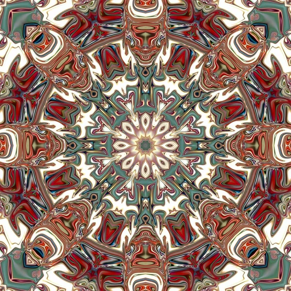 Benzersiz mandala, Oriental yuvarlak desen, mistik motifi, egzotik arka plan. Fantastik fraktal tasarım, geometrik doku parlayan renkli dijital sanat.