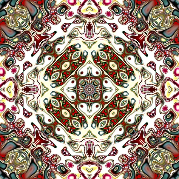 Benzersiz mandala, Oriental yuvarlak desen, mistik motifi, egzotik arka plan. Fantastik fraktal tasarım, geometrik doku parlayan renkli dijital sanat.