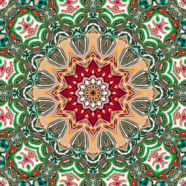 Benzersiz mandala, Oriental yuvarlak desen, mistik motifi, egzotik arka plan. Fantastik fraktal tasarım, geometrik doku parlayan renkli dijital sanat.