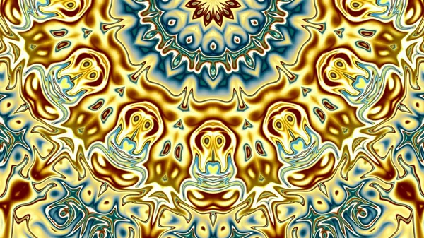 Benzersiz mandala, Oriental yuvarlak desen, mistik motifi, egzotik arka plan. Fantastik fraktal tasarım, geometrik doku parlayan renkli dijital sanat.