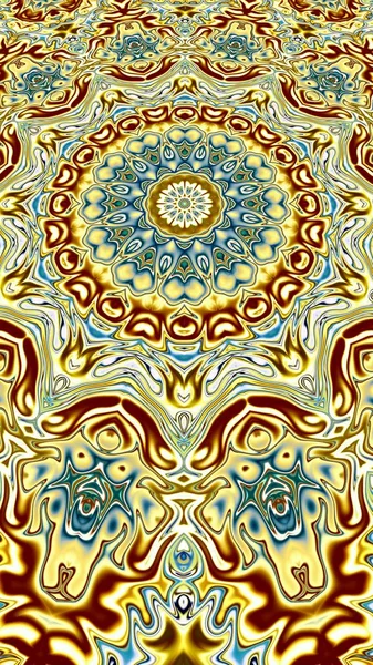 Benzersiz mandala, Oriental yuvarlak desen, mistik motifi, egzotik arka plan. Fantastik fraktal tasarım, geometrik doku parlayan renkli dijital sanat.