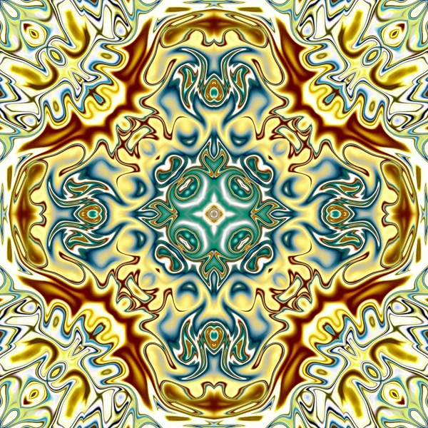 Benzersiz mandala, Oriental yuvarlak desen, mistik motifi, egzotik arka plan. Fantastik fraktal tasarım, geometrik doku parlayan renkli dijital sanat.