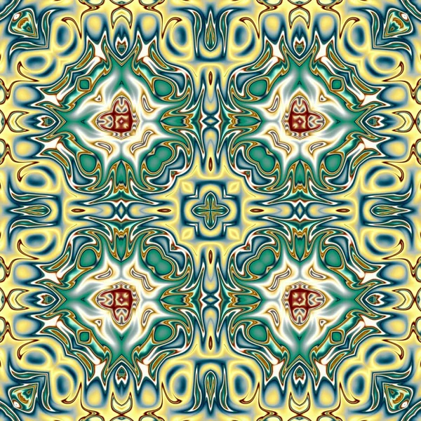 Benzersiz mandala, Oriental yuvarlak desen, mistik motifi, egzotik arka plan. Fantastik fraktal tasarım, geometrik doku parlayan renkli dijital sanat.