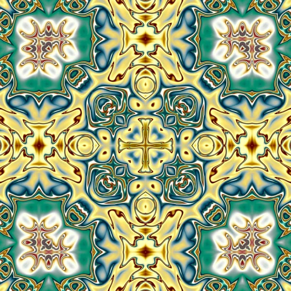 Benzersiz mandala, Oriental yuvarlak desen, mistik motifi, egzotik arka plan. Fantastik fraktal tasarım, geometrik doku parlayan renkli dijital sanat.