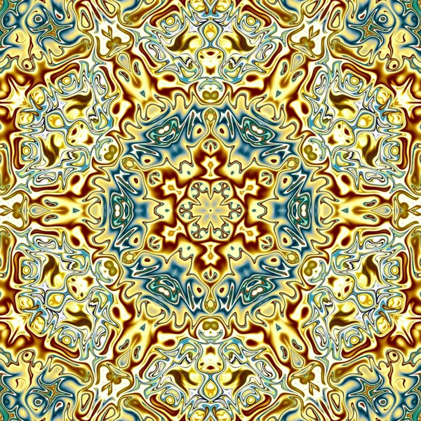 Benzersiz mandala, Oriental yuvarlak desen, mistik motifi, egzotik arka plan. Fantastik fraktal tasarım, geometrik doku parlayan renkli dijital sanat.