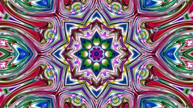 Benzersiz mandala, Oriental yuvarlak desen, mistik motifi, egzotik arka plan. Fantastik fraktal tasarım, geometrik doku parlayan renkli dijital sanat.