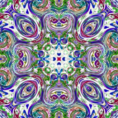 Benzersiz mandala, Oriental yuvarlak desen, mistik motifi, egzotik arka plan. Fantastik fraktal tasarım, geometrik doku parlayan renkli dijital sanat.