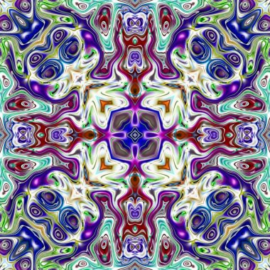 Benzersiz mandala, Oriental yuvarlak desen, mistik motifi, egzotik arka plan. Fantastik fraktal tasarım, geometrik doku parlayan renkli dijital sanat.