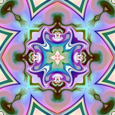 Benzersiz mandala, Oriental yuvarlak desen, mistik motifi, egzotik arka plan. Fantastik fraktal tasarım, geometrik doku parlayan renkli dijital sanat.