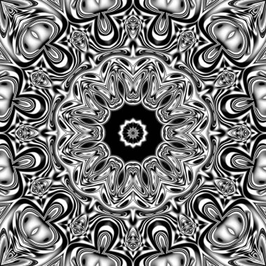 Benzersiz mandala, Oriental yuvarlak desen, mistik motifi, egzotik arka plan. Fantastik fraktal tasarım, geometrik doku parlayan renkli dijital sanat.