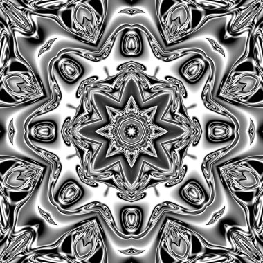 Benzersiz mandala, Oriental yuvarlak desen, mistik motifi, egzotik arka plan. Fantastik fraktal tasarım, geometrik doku parlayan renkli dijital sanat.