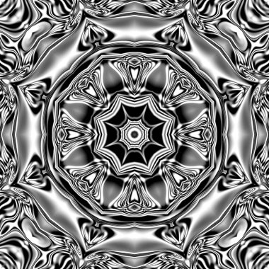 Benzersiz mandala, Oriental yuvarlak desen, mistik motifi, egzotik arka plan. Fantastik fraktal tasarım, geometrik doku parlayan renkli dijital sanat.