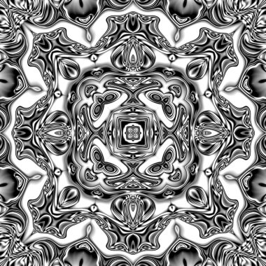 Benzersiz mandala, Oriental yuvarlak desen, mistik motifi, egzotik arka plan. Fantastik fraktal tasarım, geometrik doku parlayan renkli dijital sanat.