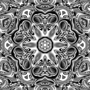 Benzersiz mandala, Oriental yuvarlak desen, mistik motifi, egzotik arka plan. Fantastik fraktal tasarım, geometrik doku parlayan renkli dijital sanat.