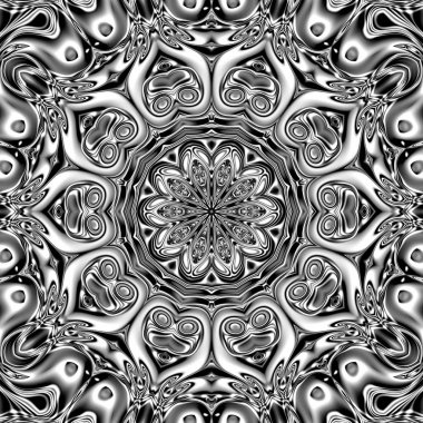 Benzersiz mandala, Oriental yuvarlak desen, mistik motifi, egzotik arka plan. Fantastik fraktal tasarım, geometrik doku parlayan renkli dijital sanat.