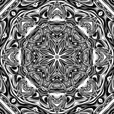 Benzersiz mandala, Oriental yuvarlak desen, mistik motifi, egzotik arka plan. Fantastik fraktal tasarım, geometrik doku parlayan renkli dijital sanat.