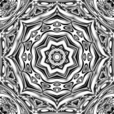 Benzersiz mandala, Oriental yuvarlak desen, mistik motifi, egzotik arka plan. Fantastik fraktal tasarım, geometrik doku parlayan renkli dijital sanat.