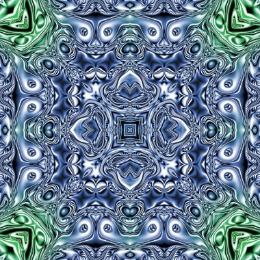 Benzersiz mandala, Oriental yuvarlak desen, mistik motifi, egzotik arka plan. Fantastik fraktal tasarım, geometrik doku parlayan renkli dijital sanat.