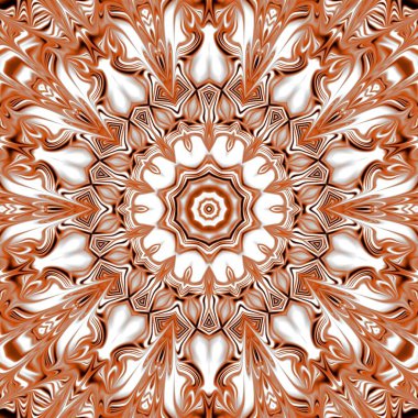 Benzersiz mandala, Oriental yuvarlak desen, mistik motifi, egzotik arka plan. Fantastik fraktal tasarım, geometrik doku parlayan renkli dijital sanat.