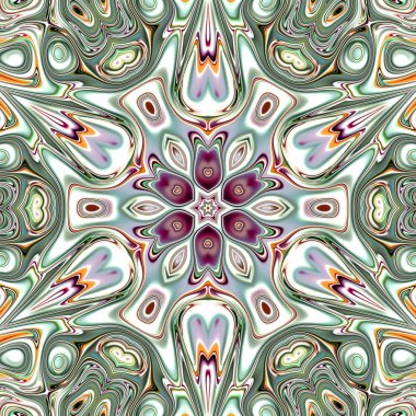 Benzersiz mandala, Oriental yuvarlak desen, mistik motifi, egzotik arka plan. Fantastik fraktal tasarım, geometrik doku parlayan renkli dijital sanat.