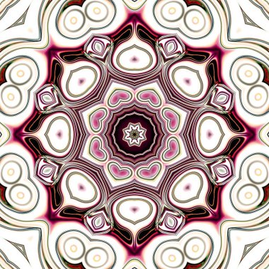 Benzersiz mandala, Oriental yuvarlak desen, mistik motifi, egzotik arka plan. Fantastik fraktal tasarım, geometrik doku parlayan renkli dijital sanat.