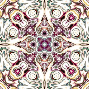 Benzersiz mandala, Oriental yuvarlak desen, mistik motifi, egzotik arka plan. Fantastik fraktal tasarım, geometrik doku parlayan renkli dijital sanat.