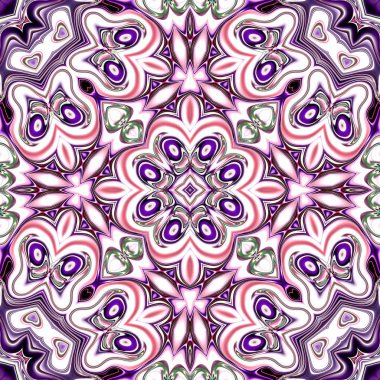 Benzersiz mandala, Oriental yuvarlak desen, mistik motifi, egzotik arka plan. Fantastik fraktal tasarım, geometrik doku parlayan renkli dijital sanat.