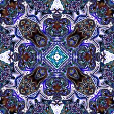 Benzersiz mandala, Oriental yuvarlak desen, mistik motifi, egzotik arka plan. Fantastik fraktal tasarım, geometrik doku parlayan renkli dijital sanat.