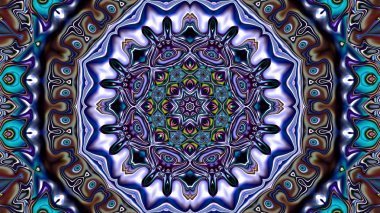 Benzersiz mandala, Oriental yuvarlak desen, mistik motifi, egzotik arka plan. Fantastik fraktal tasarım, geometrik doku parlayan renkli dijital sanat.