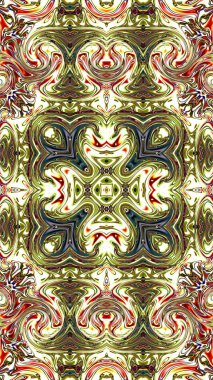 Benzersiz mandala, Oriental yuvarlak desen, mistik motifi, egzotik arka plan. Fantastik fraktal tasarım, geometrik doku parlayan renkli dijital sanat.