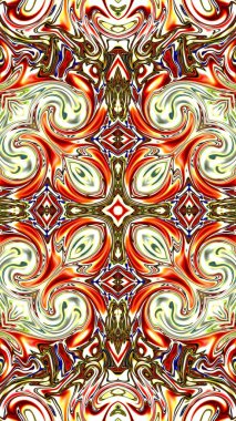 Benzersiz mandala, Oriental yuvarlak desen, mistik motifi, egzotik arka plan. Fantastik fraktal tasarım, geometrik doku parlayan renkli dijital sanat.