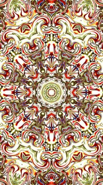 Benzersiz mandala, Oriental yuvarlak desen, mistik motifi, egzotik arka plan. Fantastik fraktal tasarım, geometrik doku parlayan renkli dijital sanat.