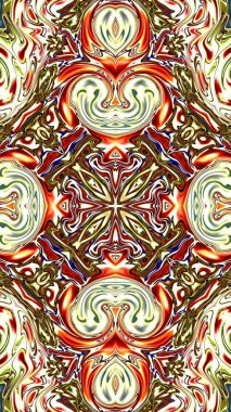 Benzersiz mandala, Oriental yuvarlak desen, mistik motifi, egzotik arka plan. Fantastik fraktal tasarım, geometrik doku parlayan renkli dijital sanat.