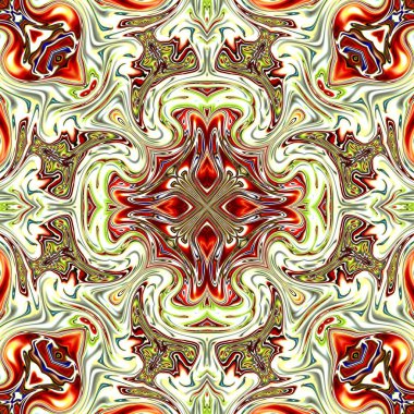 Benzersiz mandala, Oriental yuvarlak desen, mistik motifi, egzotik arka plan. Fantastik fraktal tasarım, geometrik doku parlayan renkli dijital sanat.