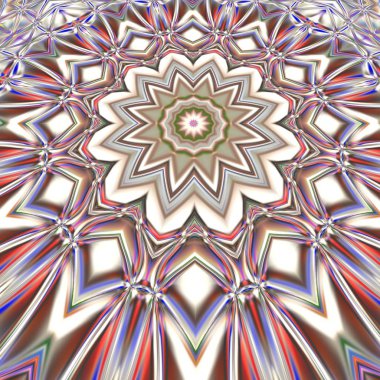 Benzersiz mandala, Oriental yuvarlak desen, mistik motifi, egzotik arka plan. Fantastik fraktal tasarım, geometrik doku parlayan renkli dijital sanat.