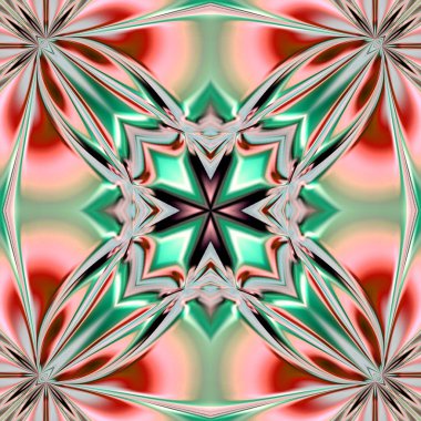 Benzersiz mandala, Oriental yuvarlak desen, mistik motifi, egzotik arka plan. Fantastik fraktal tasarım, geometrik doku parlayan renkli dijital sanat.