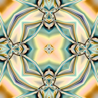 Benzersiz mandala, Oriental yuvarlak desen, mistik motifi, egzotik arka plan. Fantastik fraktal tasarım, geometrik doku parlayan renkli dijital sanat.