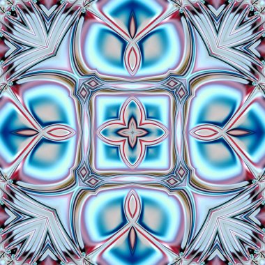 Benzersiz mandala, Oriental yuvarlak desen, mistik motifi, egzotik arka plan. Fantastik fraktal tasarım, geometrik doku parlayan renkli dijital sanat.