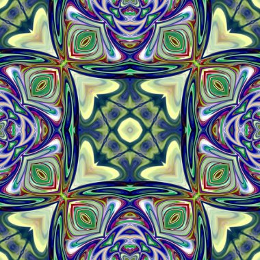 Benzersiz mandala, Oriental yuvarlak desen, mistik motifi, egzotik arka plan. Fantastik fraktal tasarım, geometrik doku parlayan renkli dijital sanat.