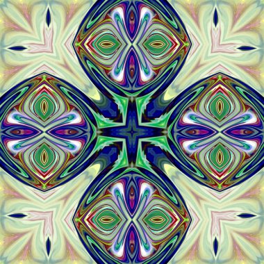 Benzersiz mandala, Oriental yuvarlak desen, mistik motifi, egzotik arka plan. Fantastik fraktal tasarım, geometrik doku parlayan renkli dijital sanat.