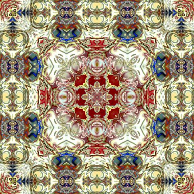 Benzersiz mandala, Oriental yuvarlak desen, mistik motifi, egzotik arka plan. Fantastik fraktal tasarım, geometrik doku parlayan renkli dijital sanat.