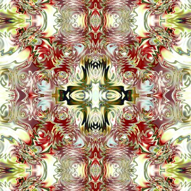 Benzersiz mandala, Oriental yuvarlak desen, mistik motifi, egzotik arka plan. Fantastik fraktal tasarım, geometrik doku parlayan renkli dijital sanat.