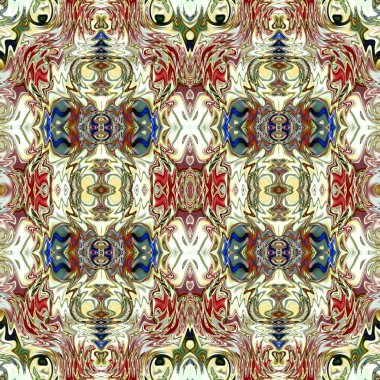 Benzersiz mandala, Oriental yuvarlak desen, mistik motifi, egzotik arka plan. Fantastik fraktal tasarım, geometrik doku parlayan renkli dijital sanat.