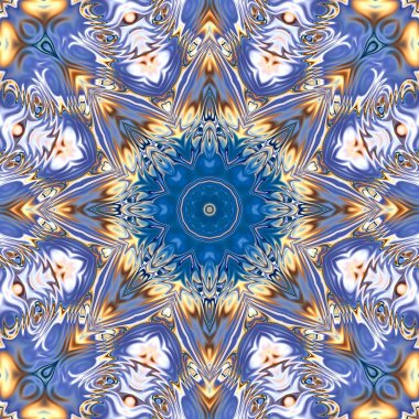 Benzersiz mandala, Oriental yuvarlak desen, mistik motifi, egzotik arka plan. Fantastik fraktal tasarım, geometrik doku parlayan renkli dijital sanat.