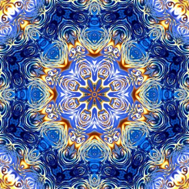 Benzersiz mandala, Oriental yuvarlak desen, mistik motifi, egzotik arka plan. Fantastik fraktal tasarım, geometrik doku parlayan renkli dijital sanat.