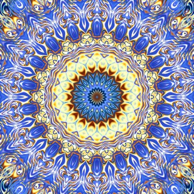 Benzersiz mandala, Oriental yuvarlak desen, mistik motifi, egzotik arka plan. Fantastik fraktal tasarım, geometrik doku parlayan renkli dijital sanat.