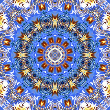 Benzersiz mandala, Oriental yuvarlak desen, mistik motifi, egzotik arka plan. Fantastik fraktal tasarım, geometrik doku parlayan renkli dijital sanat.