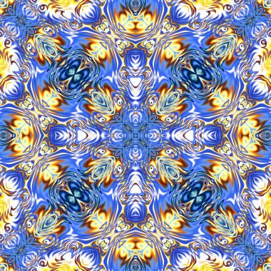 Benzersiz mandala, Oriental yuvarlak desen, mistik motifi, egzotik arka plan. Fantastik fraktal tasarım, geometrik doku parlayan renkli dijital sanat.