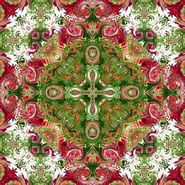 Benzersiz mandala, Oriental yuvarlak desen, mistik motifi, egzotik arka plan. Fantastik fraktal tasarım, geometrik doku parlayan renkli dijital sanat.