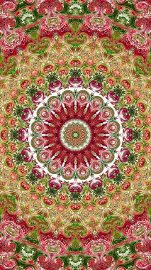 Benzersiz mandala, Oriental yuvarlak desen, mistik motifi, egzotik arka plan. Fantastik fraktal tasarım, geometrik doku parlayan renkli dijital sanat.